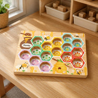 Wooden Bee Gripper Toy Hand-Eye Coordination Wooden Bee Matching Game Early Learning Child-Centered Counting Toy for Preschoolers, Toddlers, Classroom