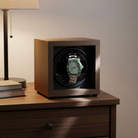 Walnut Wood Watch Winder Two-Way Rotation Automatic Watch Winder Timepiece Storage 5 Speed Settings Universal Serial Bus Powered