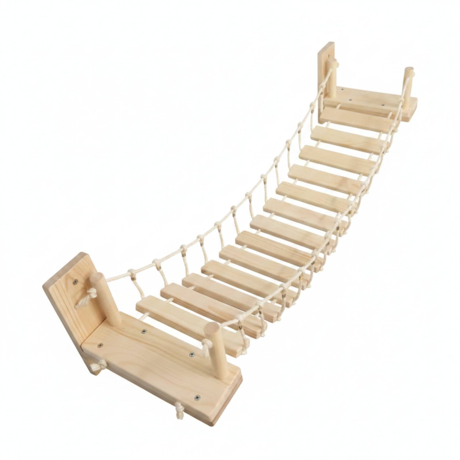 Wooden Cat Bridge with Rope Solid Wood for Pet Owners
