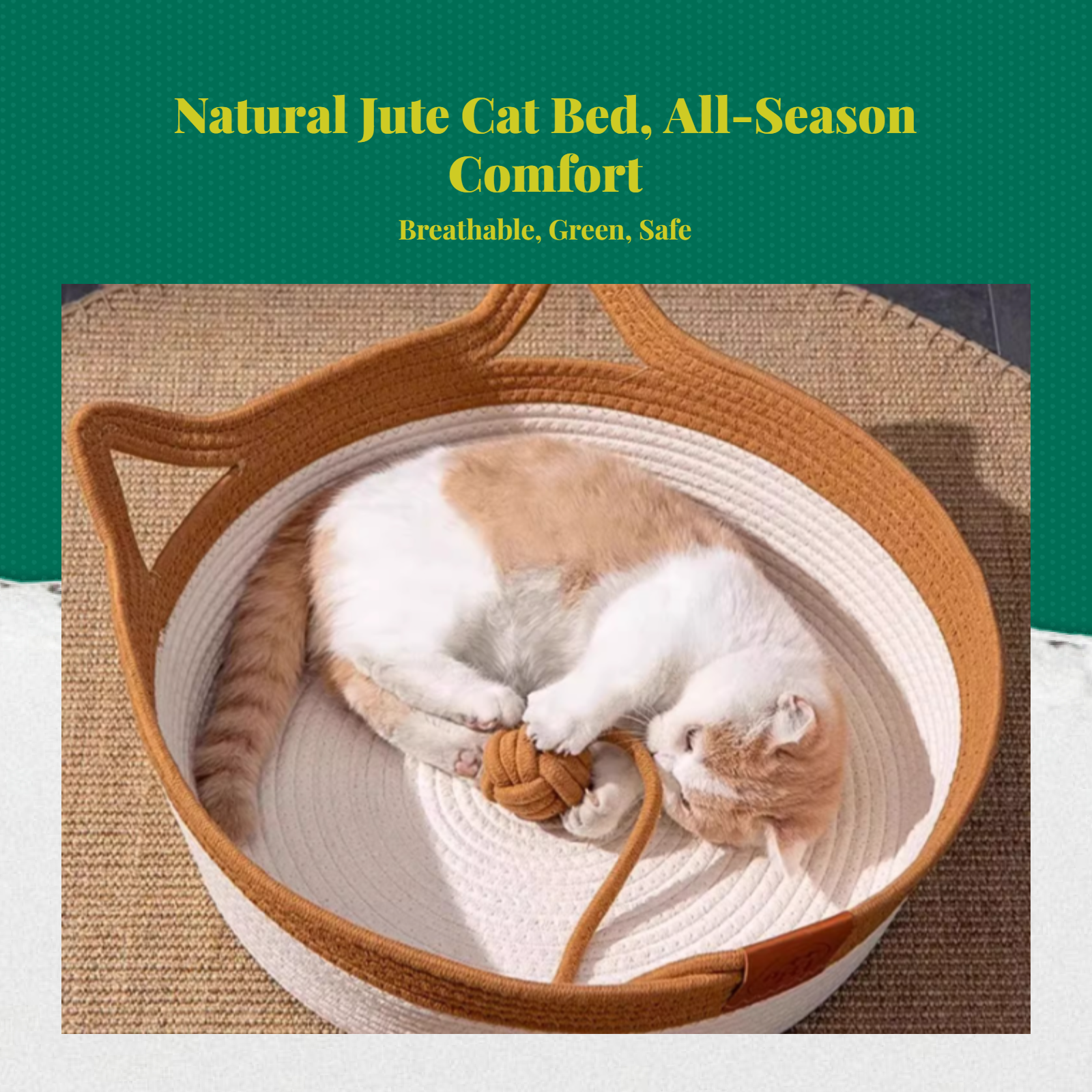 Hand-Woven Rattan Cat Bed, Indoor, Breathable, All Seasons