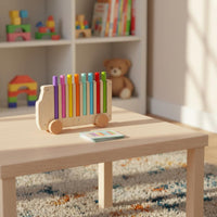 Color Stick Matching Toy Polished Edges Wooden Color Sorting Bus Travel Friendly