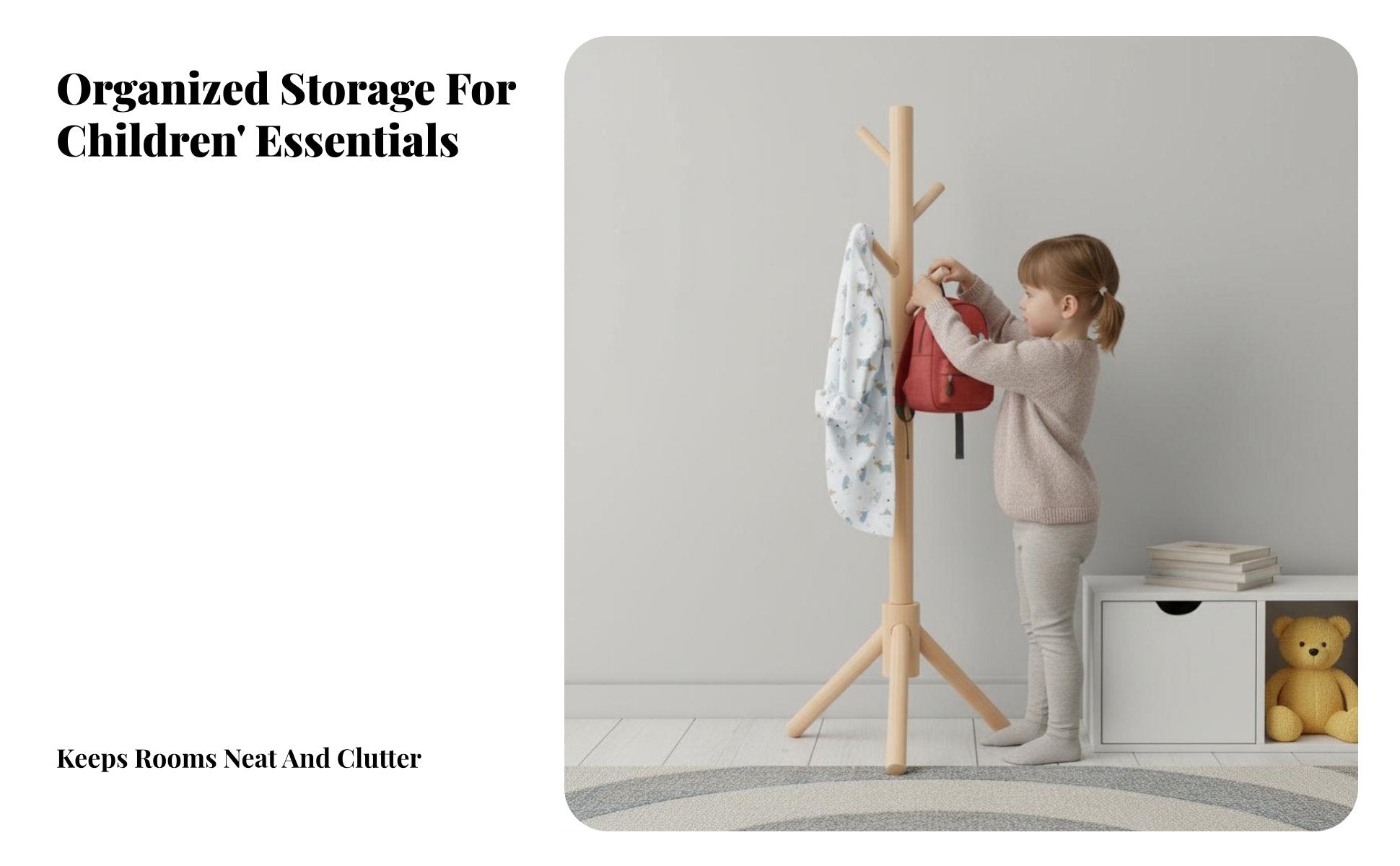 kids' Clothes Tree Floor-Standing Coat Stand Cartoon Design for Children, Adults