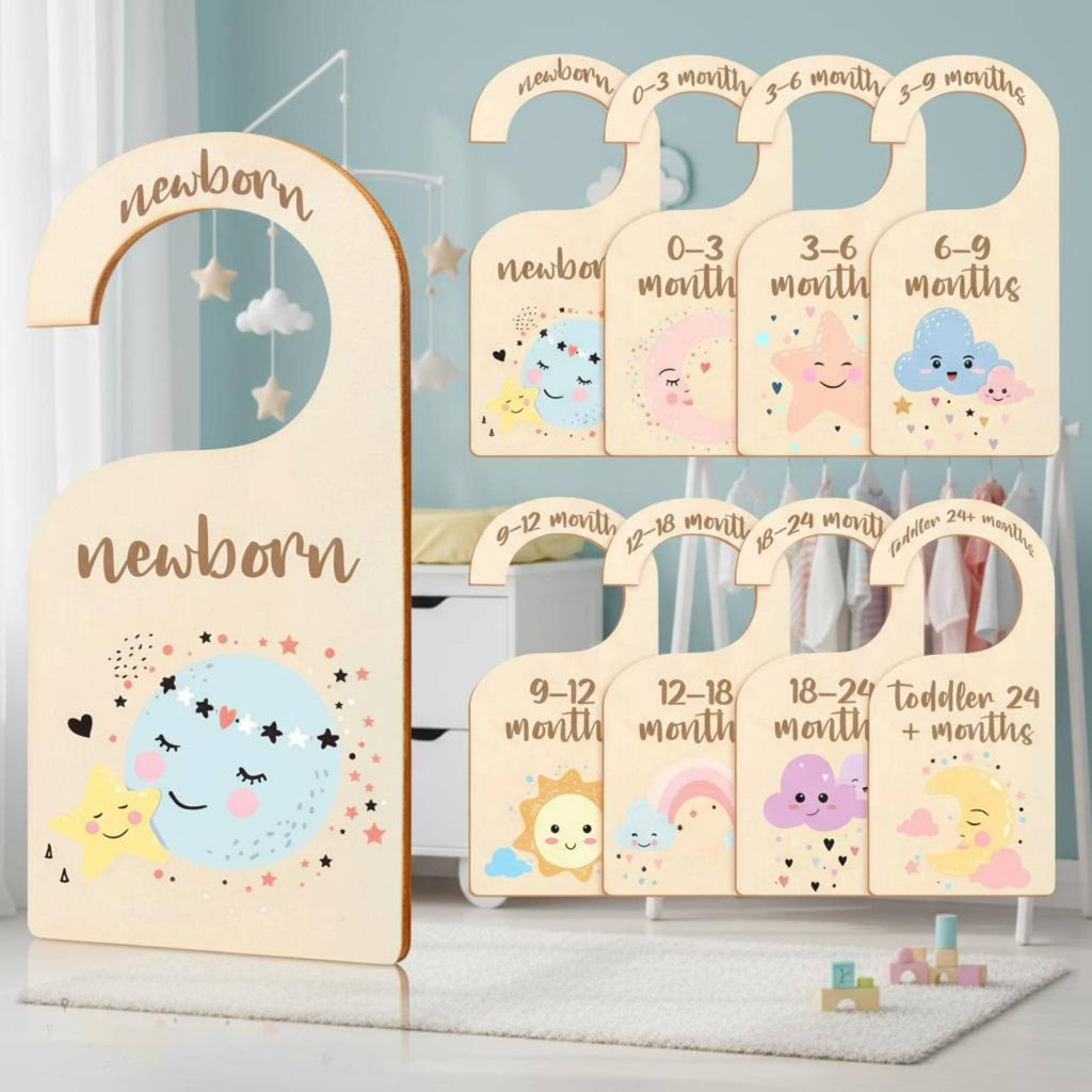 9 Pieces Baby Closet Dividers Sturdy Wood Wooden Closet Dividers