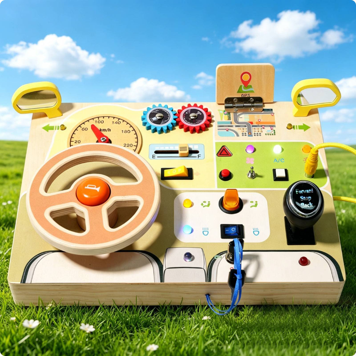 Steering Wheel Board Hand-Eye Coordination Driving Activity Board for Indoor