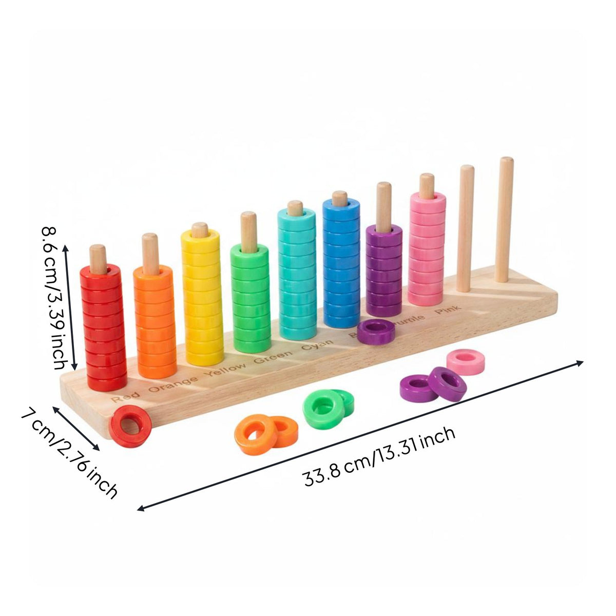 Wooden Color Sorting Toy Labeled Learning Activity Educational