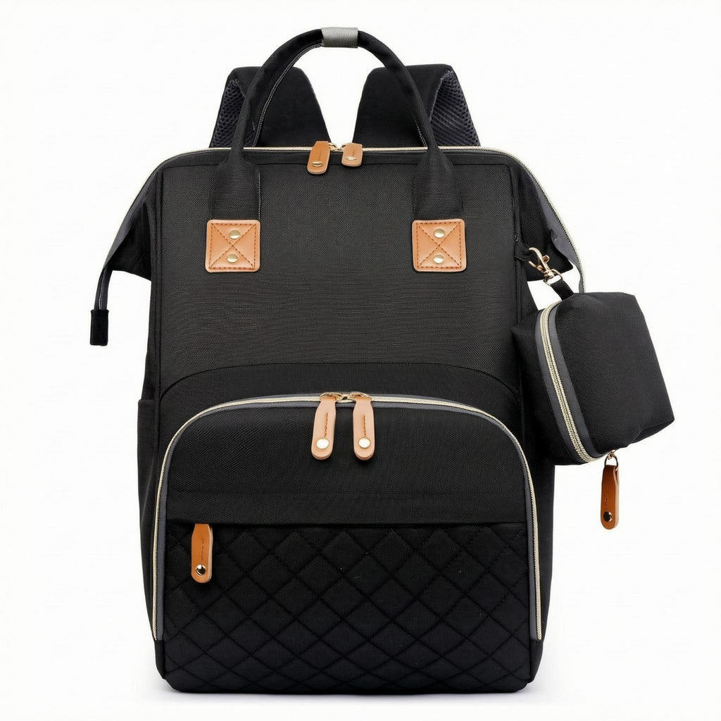 Multifunction Diaper Backpack Quilted Front Nursery Storage Top Handle