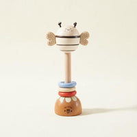 Wooden Bee Rattle Gnaw Bee Toy Develops Fine Motor Skills Infant Grasping Rattle for Infants