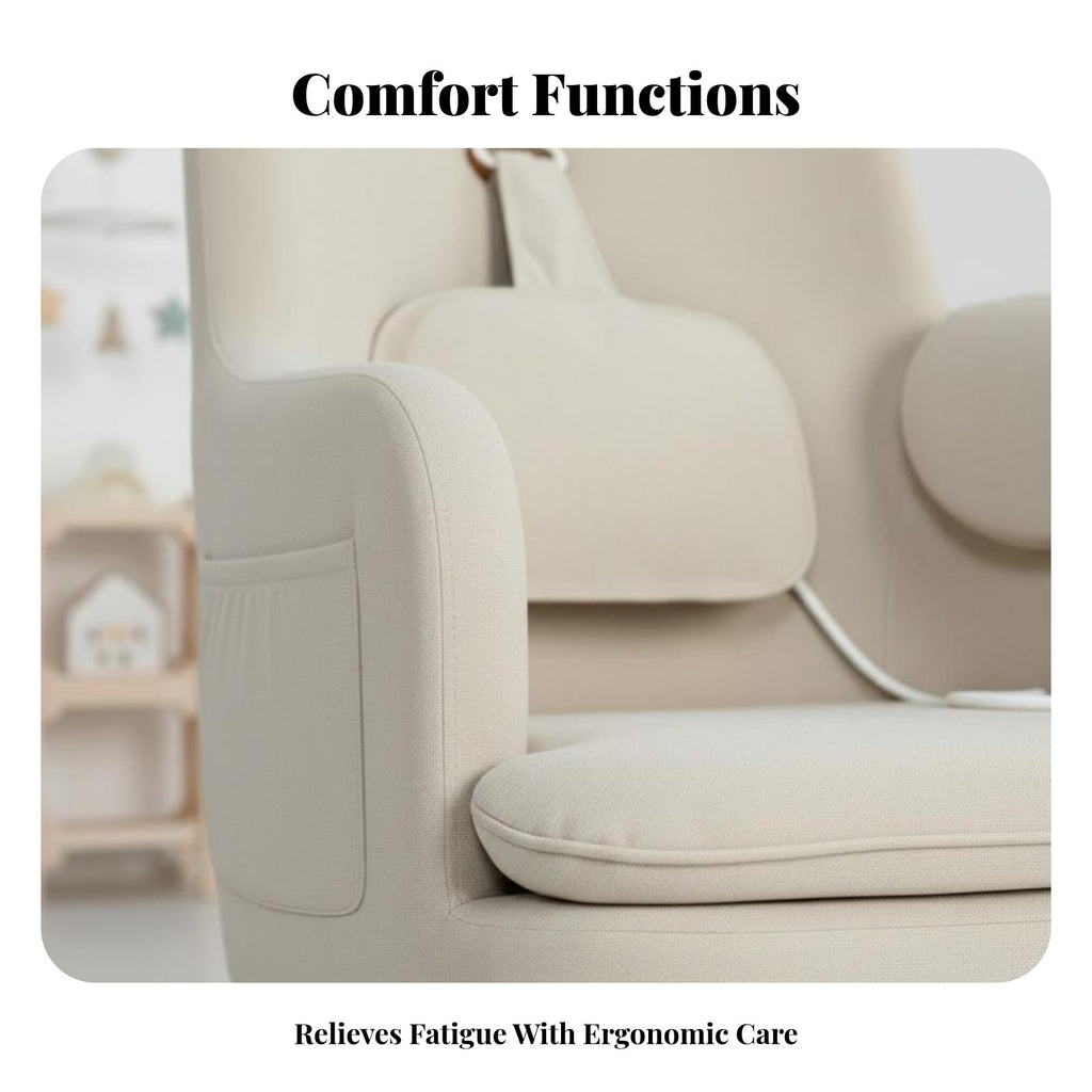 Electric Nursing Chair with Footrest High-Spine Design Maternity Armchair Adjustable Support Sturdy Wood Base for Bedroom