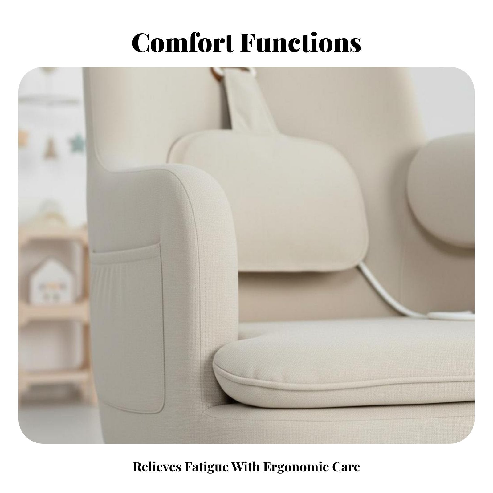 Electric Nursing Chair with Footrest High-Spine Design Maternity Armchair Adjustable Support Sturdy Wood Base for Bedroom