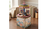Wooden Puzzle musical box Compact DIY Wooden Puzzle Ornament Decorative Mechanical Model Kit for