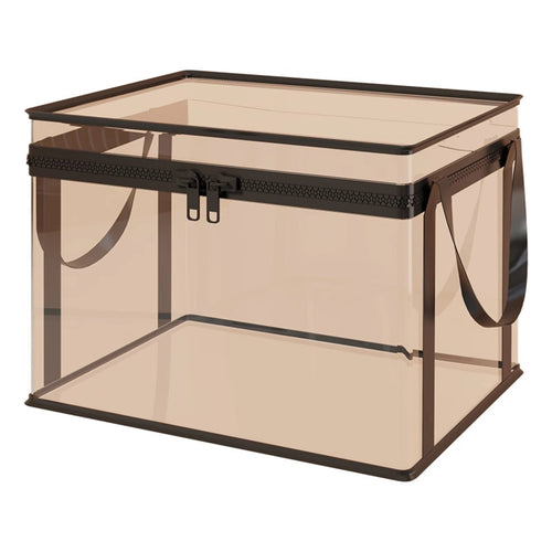 Clear Plastic Storage Box Carry Handles Zippered Storage Box Reusable for Shelf