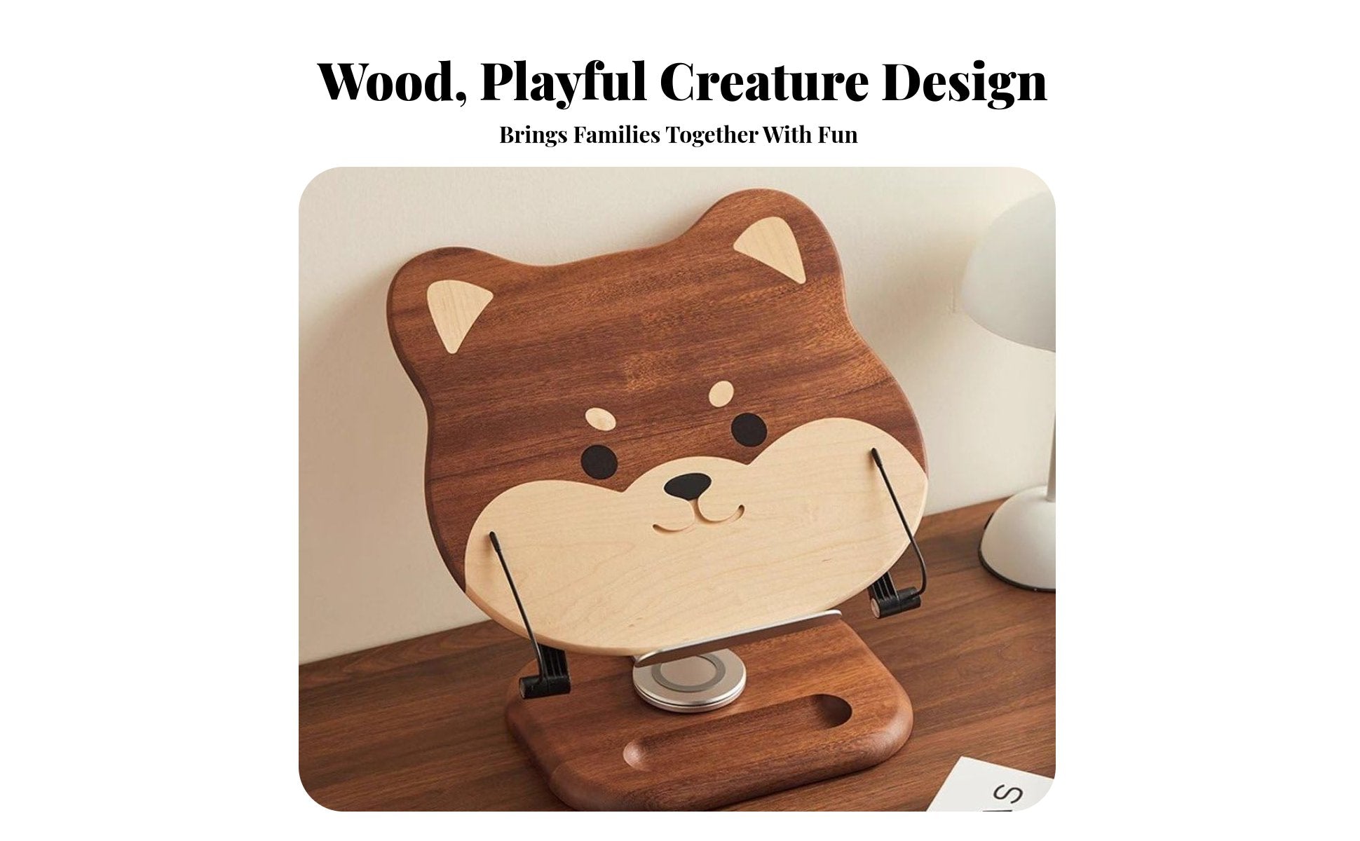 Cartoon Dog Bookrest Sturdy Adjustable Bookstand with Page Holders for Musicians