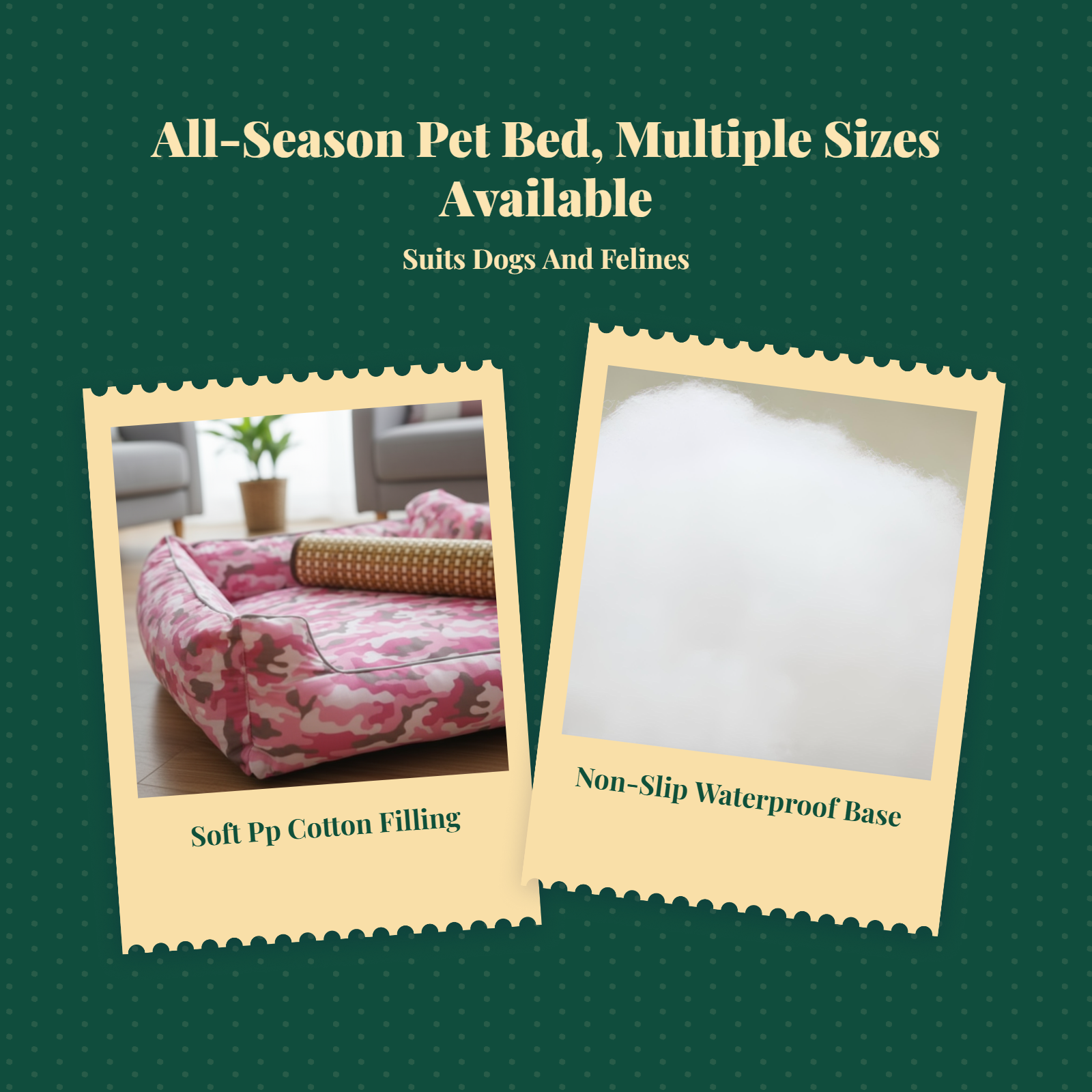 Pet Bed with Removable Cover, Calming, Non-Slip, All-Season