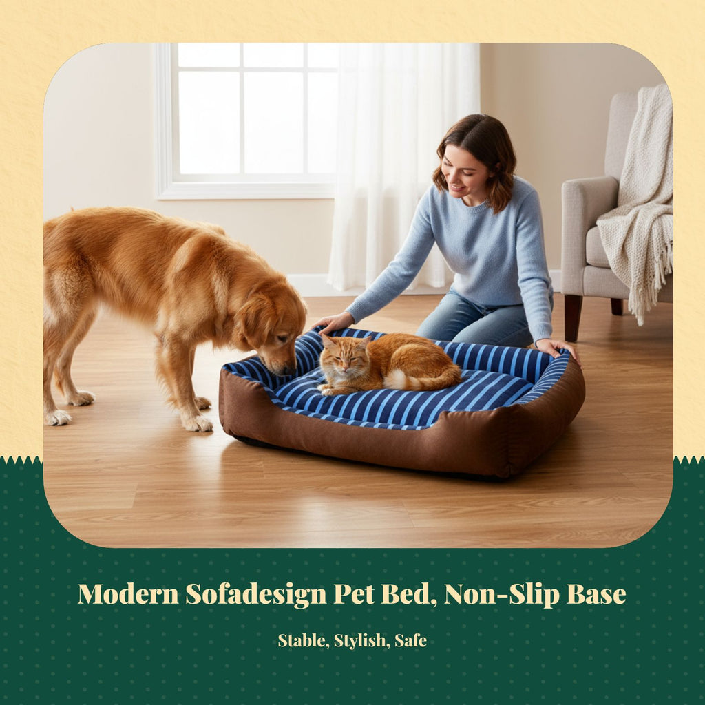 Dog Bed Sofa, Removable Washable Pad, Non-Slip Base