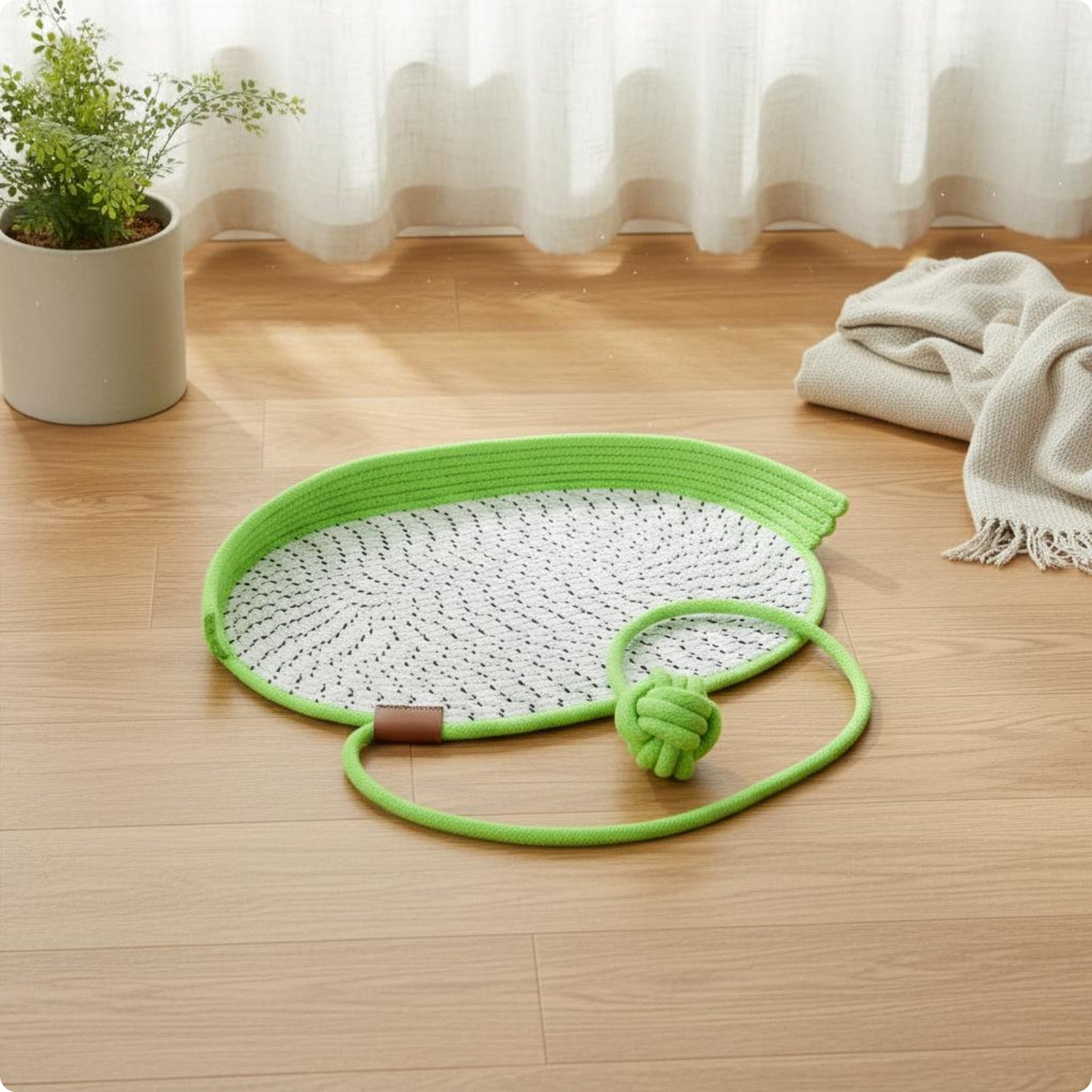 Woven Feline Mat Raised Rim Braided Feline Mat Speckled for Cats