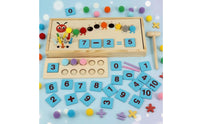 Wooden Math Box Beige Counting Toy Tray