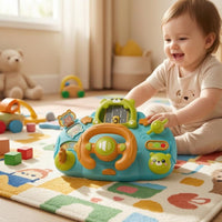 Musical Steering Wheel Toy Fixing Straps Interactive Steering Wheel Toy Plastic