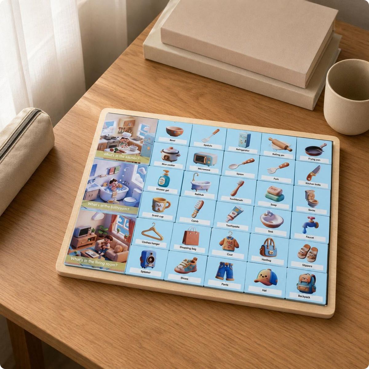 Matching Activity Board Illustrated Picture Word Activity Board