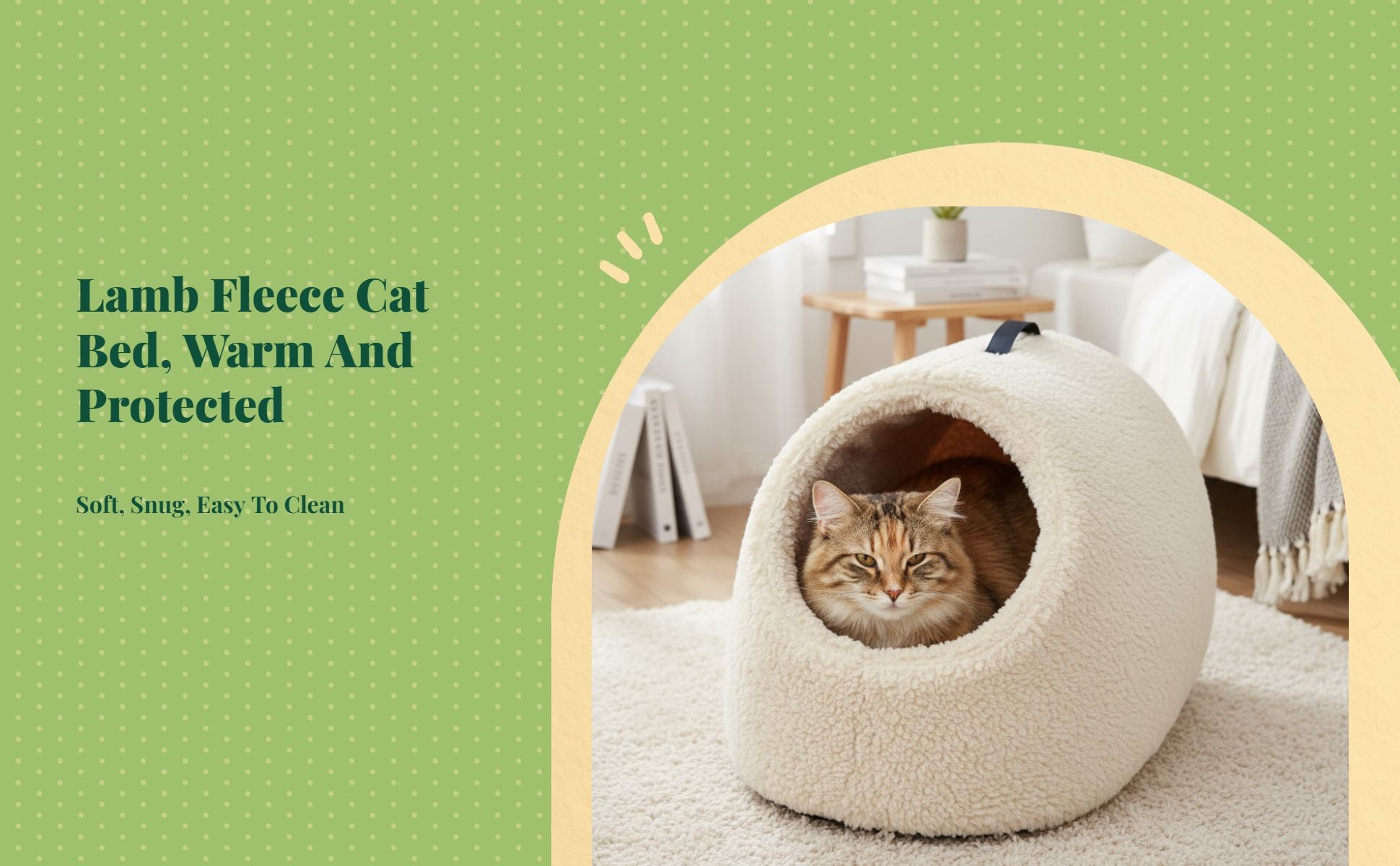 Lamb Fleece Cat House, Semi-Enclosed Pet Bed, Indoor Warm