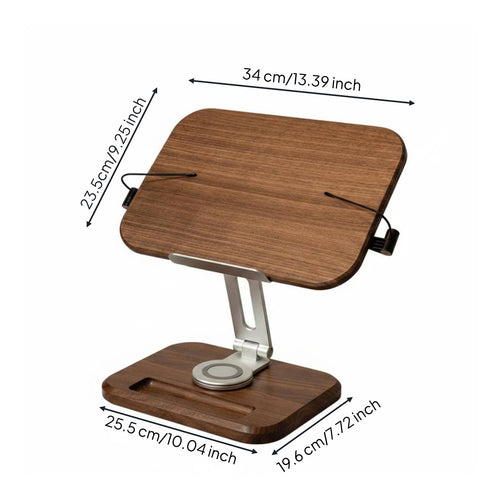 Wooden Book Rest Solid Wood Adjustable Book Holder Aluminum Alloy Arm Walnut Recipe Holder for Students
