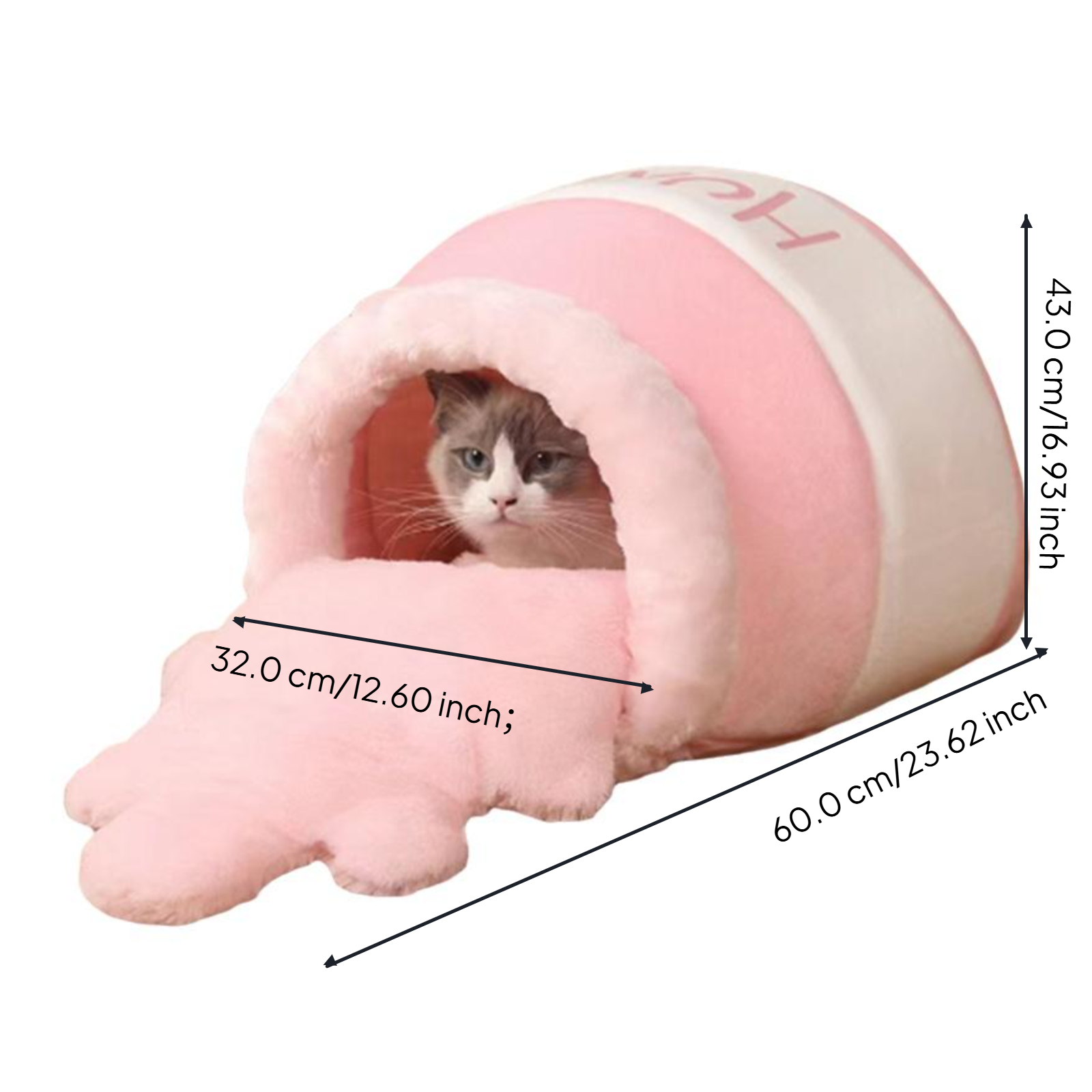Plush semi-enclosed cat bed