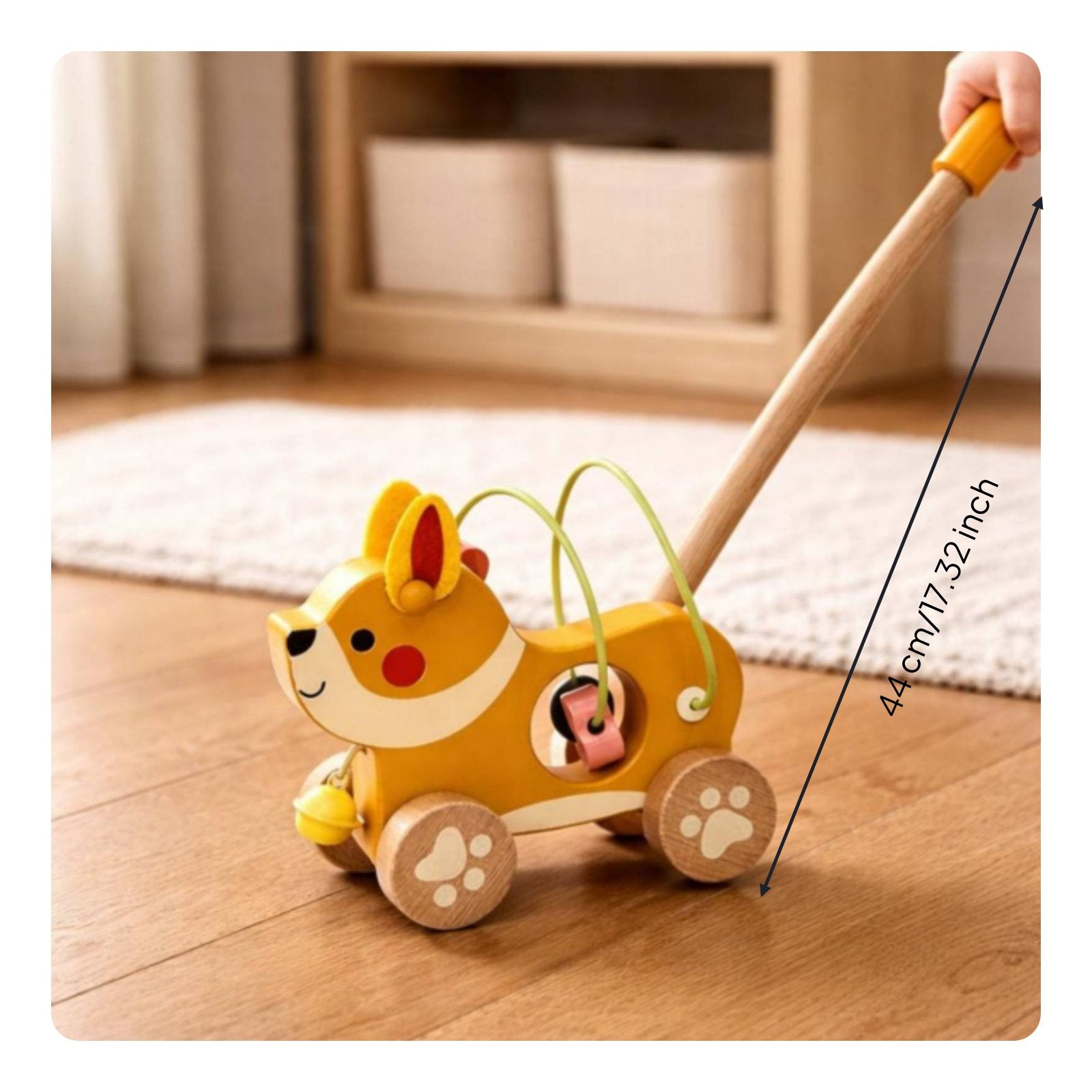 Baby Push Stroller Physical Skill Practice Wooden Push Toy Natural Wood