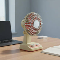 Mini Desktop Fan Long Battery Life Retro Desk Fan Brushless Engine for Office