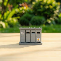 Miniature Transformer Box Ribbed Substation Model Grey for Dioramas, Hobbyists