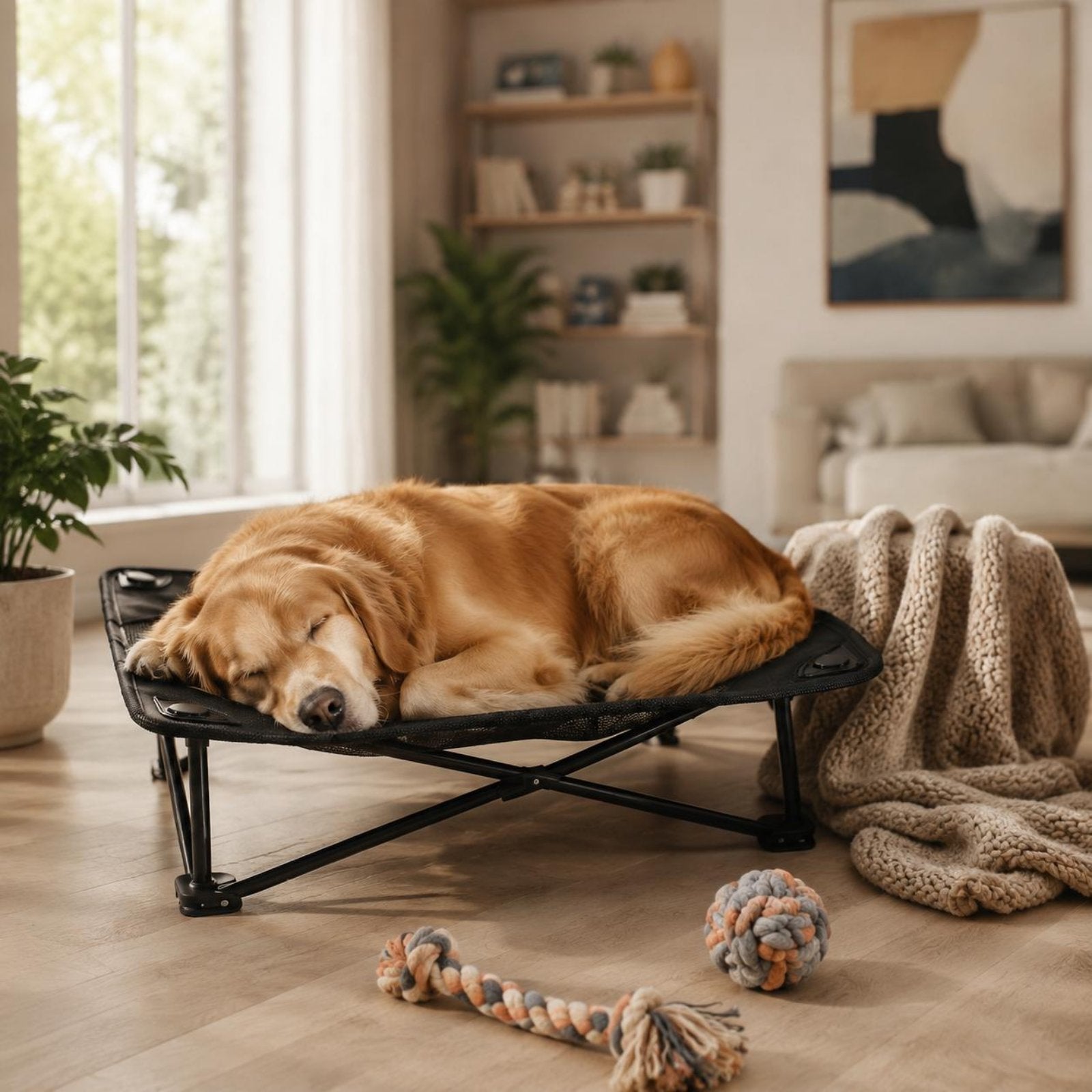 Folding Dog Bed Moisture-Proof Raised Pet Cot Year-Round for Outdoor, Camping