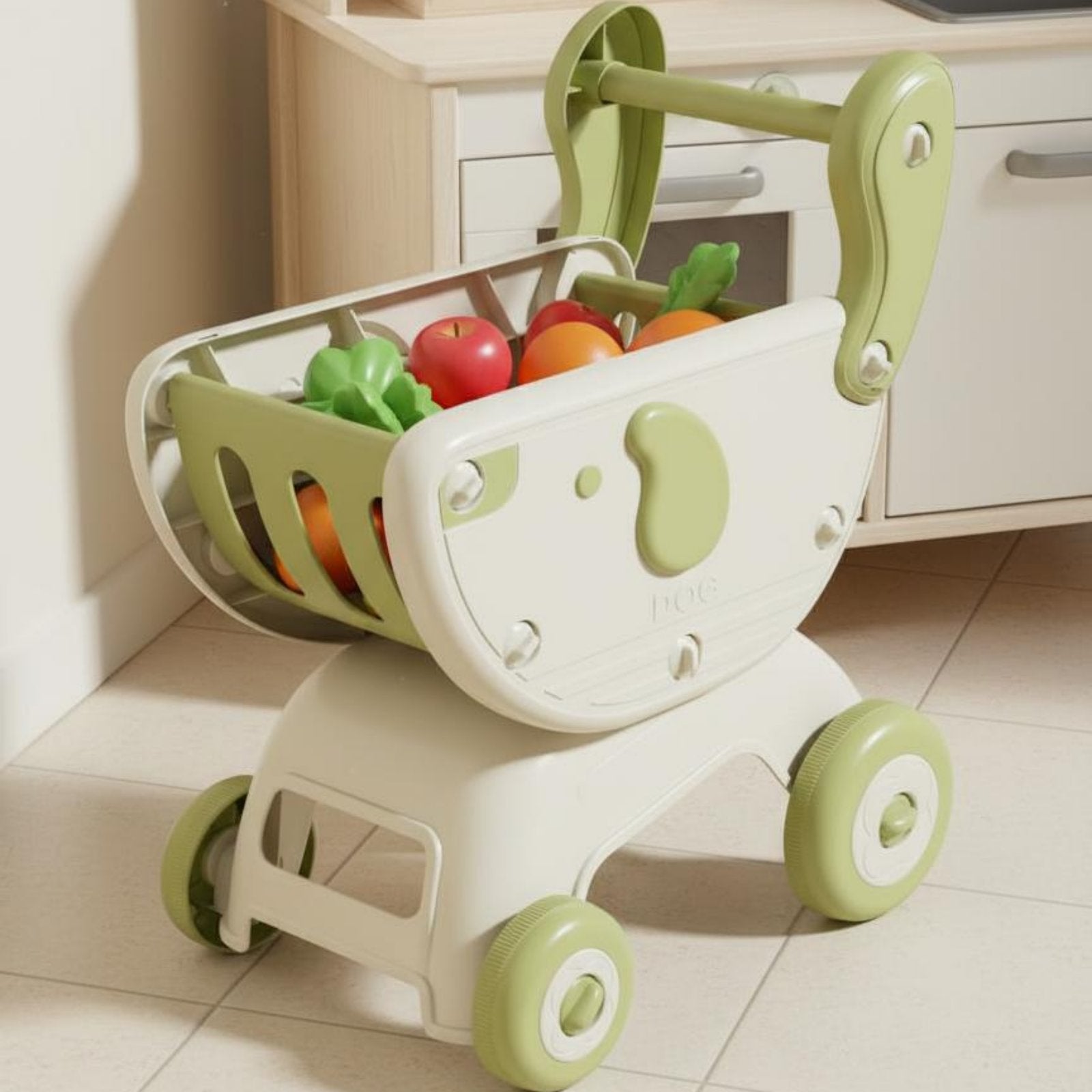 Multi-Functional Baby Stroller Shopping Trolley Anti-Tip Over Kids Grocery Trolley Toy Cute Creature Design for Playroom