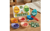 Dinosaur Egg Sorter Fine Motor Skills Bead Sorting Toy Wood Math Activity Set for Children, Kids