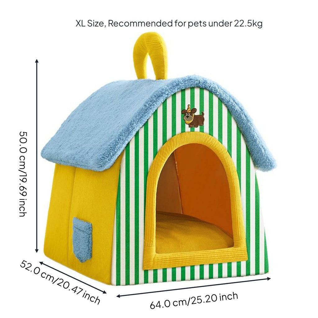 All-Season Pet Bed, Semi-Enclosed Cat House, Removable Pad