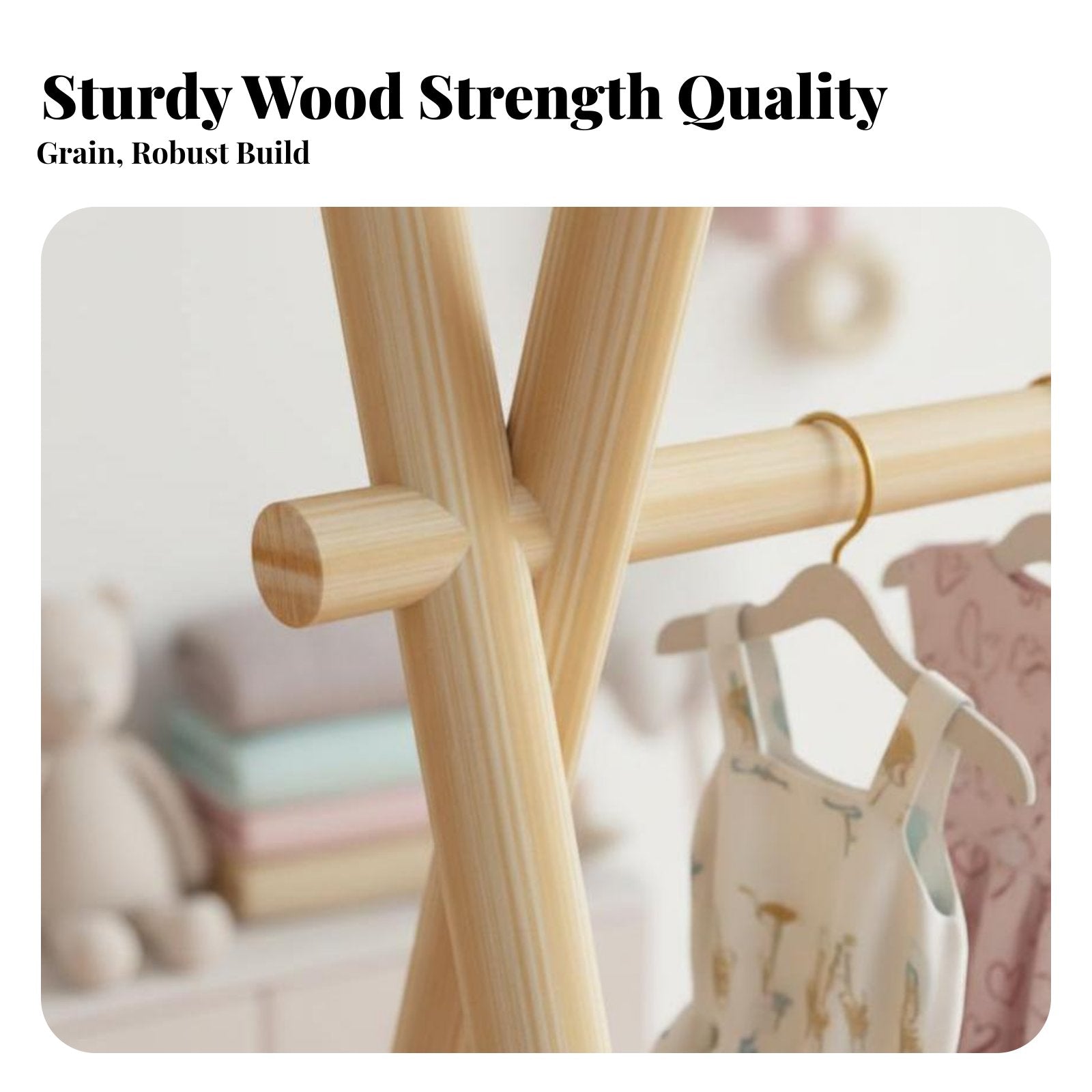 toddler's Wooden Clothes Tree polished Rounded Edges Nursery Furniture for Infants