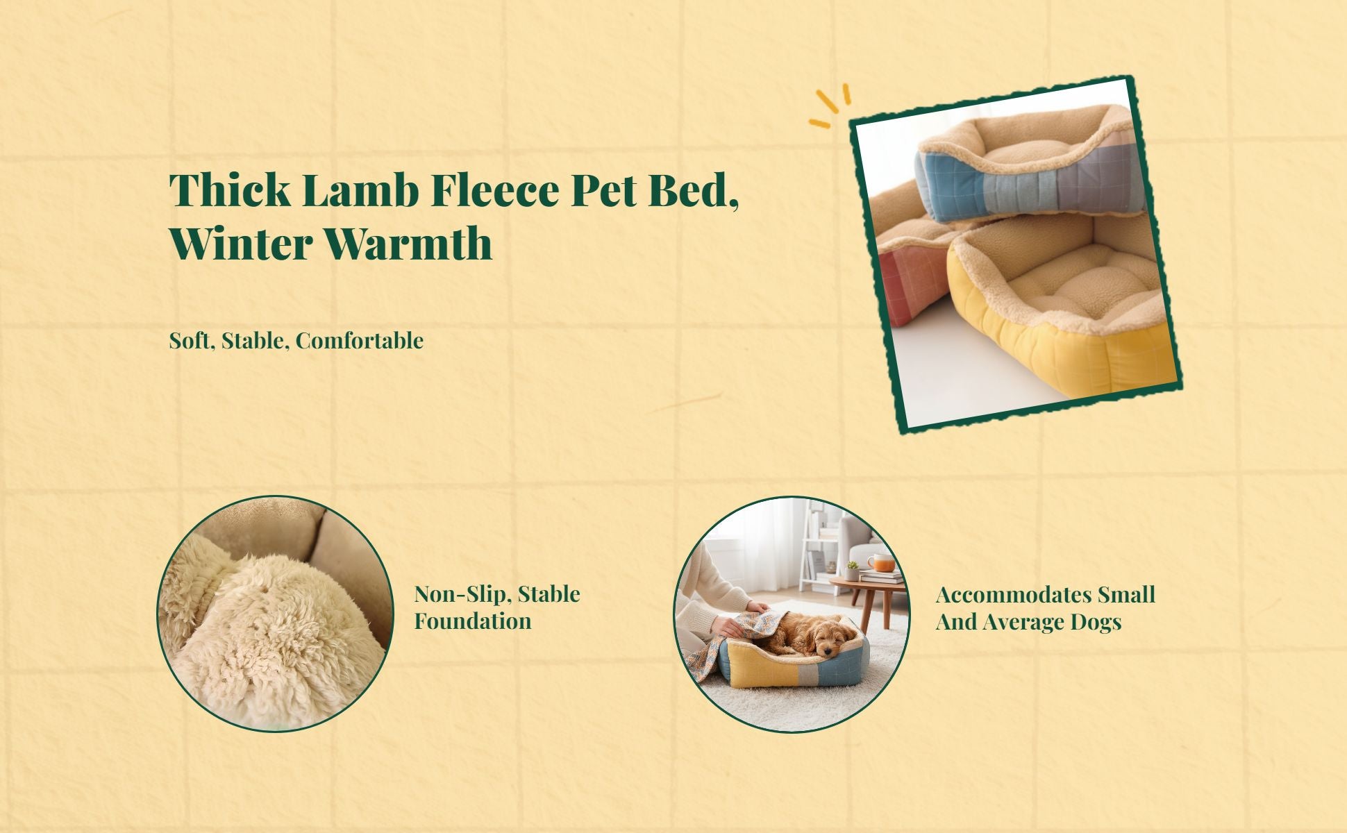 Lambswool semi-enclosed dog sofa with warm, removable cover.