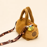 Plush Capybara Crossbody Bag Cute Capybara Plush Bag Furry for Shopping, Travel