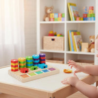 Color Matching Learning Board Colorful Wooden Stacking Game Educational