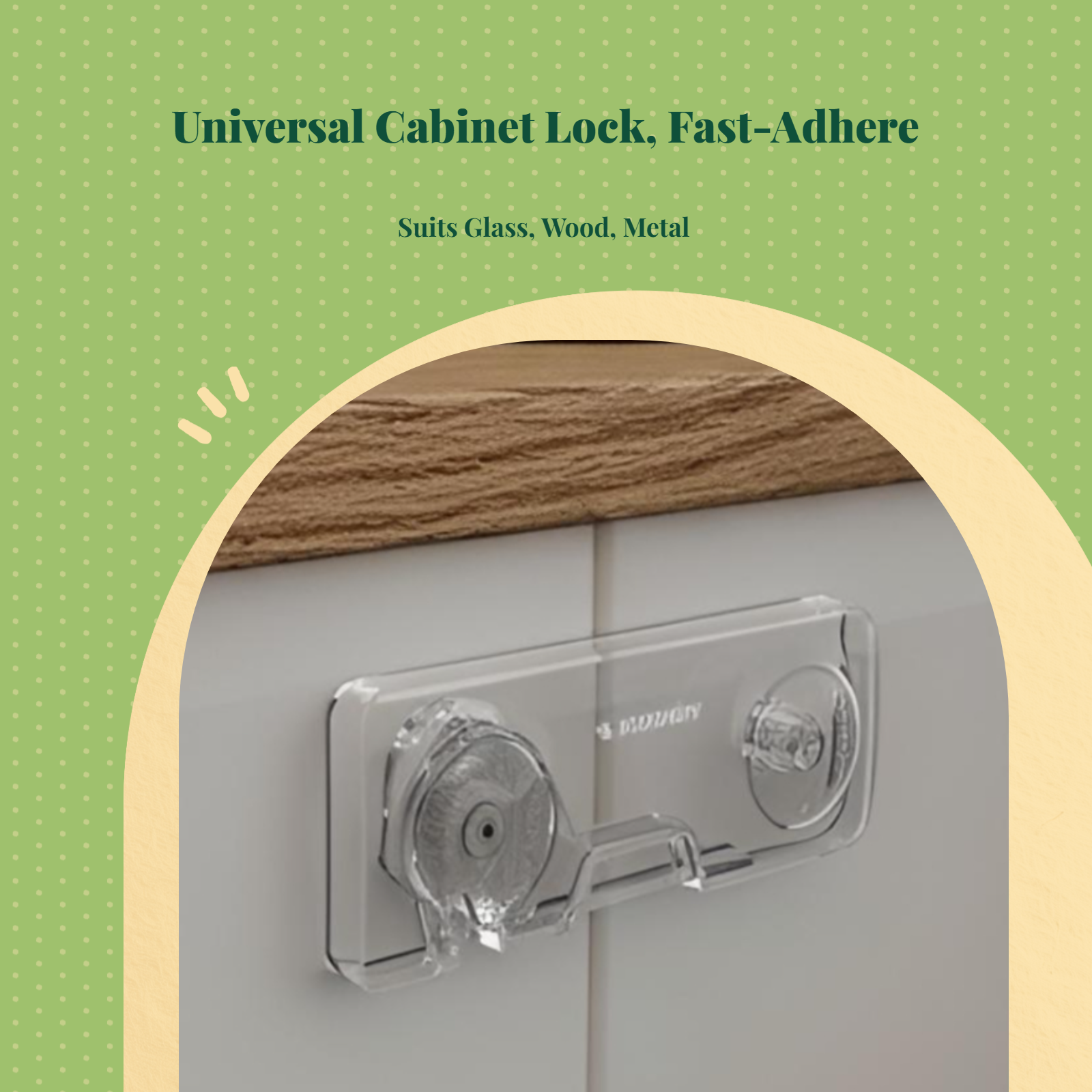 youth protection Cabinet Lock, no tools required, strong sticky backing, toddler-safe drawer latch for glass doors, kitchen, and home