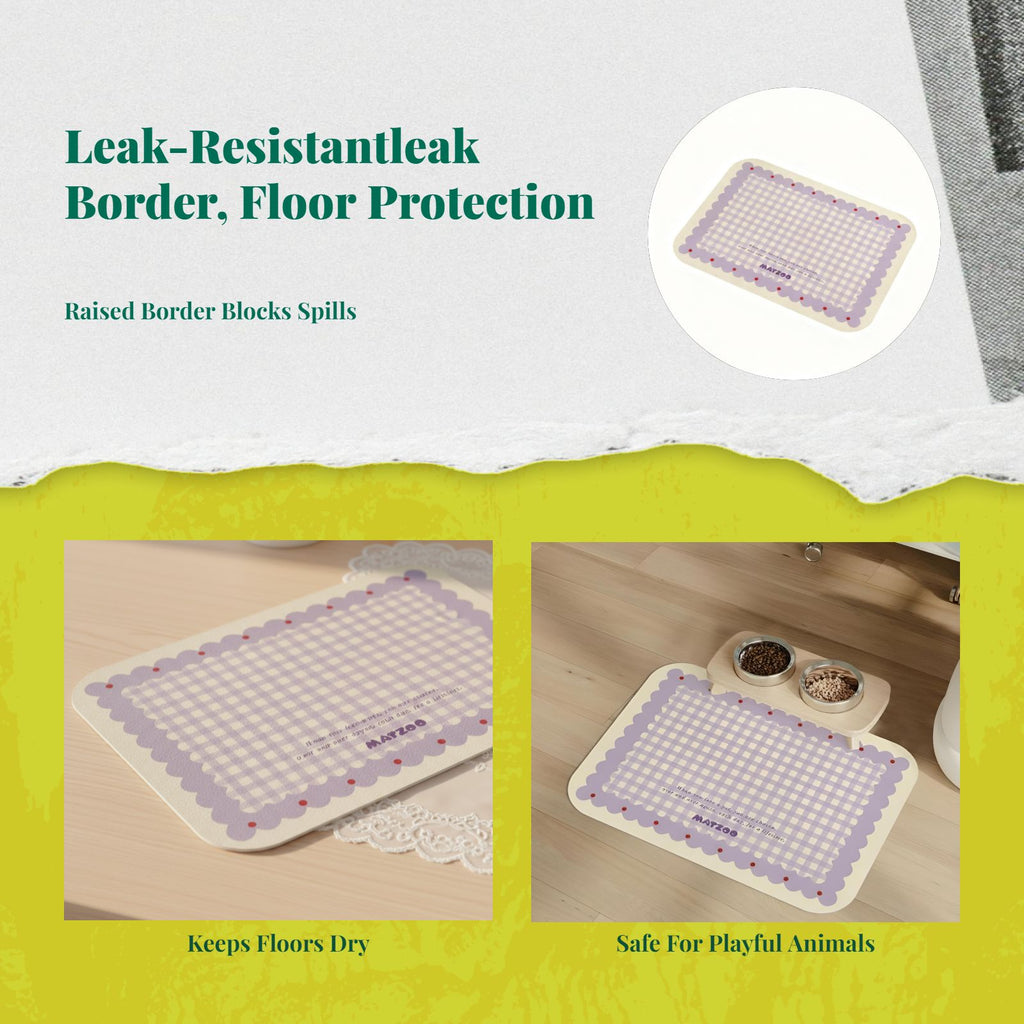 Pet Feeding Mat, Waterproof Placemat, Raised Border, Easy to Clean, Non-Slip, Cat and Dog Bowl Mat