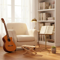 Guitar Footrest Natural Wood Finish Music Accessory Metal Support Rods