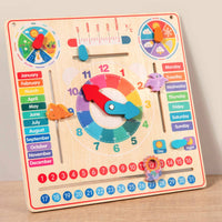 Wooden Calendar Clock Hands-on Learning Kids Weather Display Board Hands-On Educational Influenced Educational Toy for Homeschool