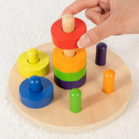 Wooden Hoop Stacker Early Learning Educational Color Matching Toy for Home, Kids