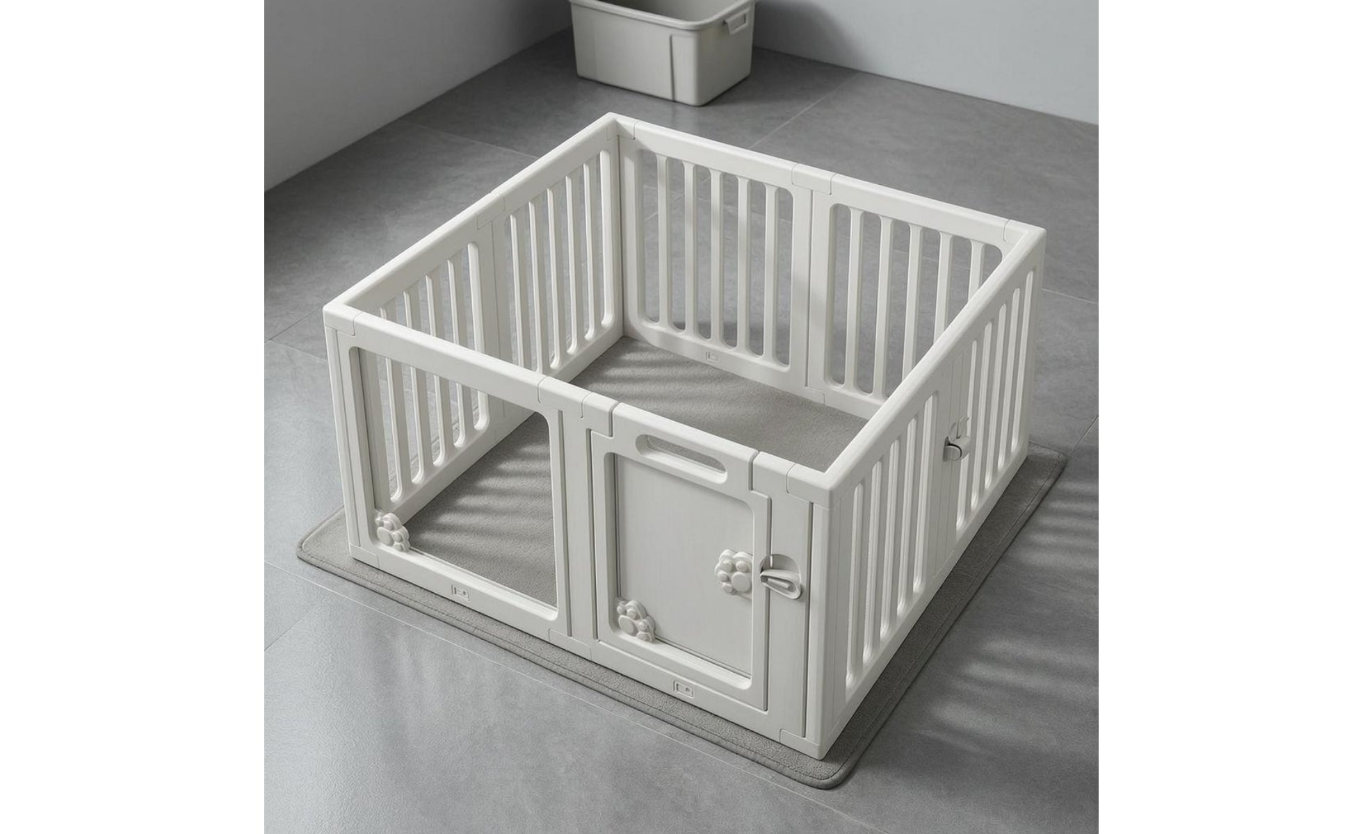 White Dog Playpen Fence Plastic Indoor Dog Fence Snap-Together Freestanding Pet Gate Lockable Door for Household Use