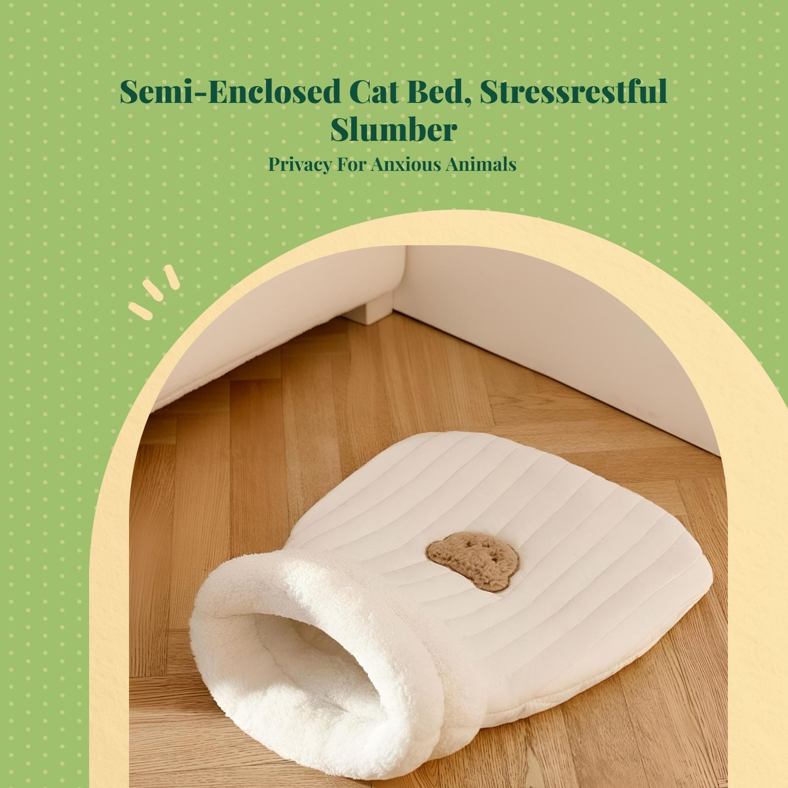 Cat Sleeping Bag, Semi-Enclosed Plush Cave Bed