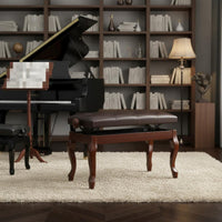 Adjustable Piano Bench Solid Wood Frame Padded Keyboard Chair Heavy-Duty