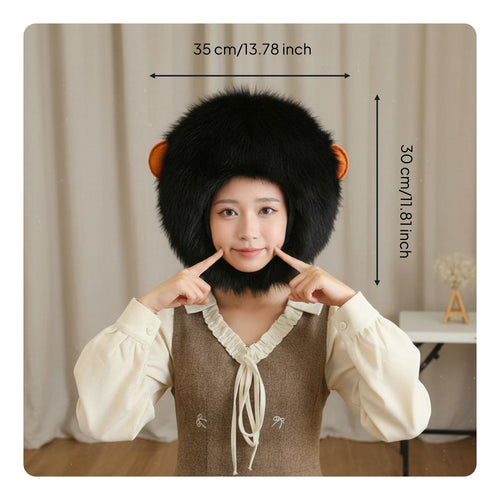 Chimpanzee Head Hat Funny Cartoon Ape Head Cover Lightweight Furry Monkey Costume Hat for Adults, Parties, Halloween