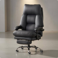 Reclining Office Chair Rolling Casters Chair with Footrest Metal Base Seating Furniture for Enthusiasts