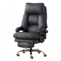 Reclining Office Chair Rolling Casters Chair with Footrest Metal Base Seating Furniture for Enthusiasts