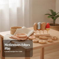 Fine Motor Skills Wooden Pastry Toy Wooden Ice Cream Toy Ice Cream Playset for Children
