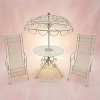 Dollhouse Patio Furniture Reclining Fairy Garden Furniture Wrought Iron Style