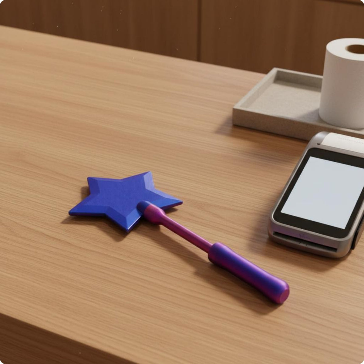 Star Wand Credit Card Holder 3D Printed Payment Accessory for Checkout, Retail